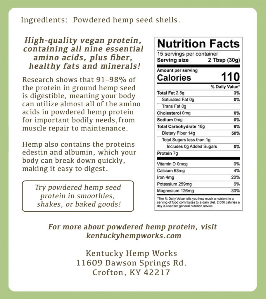 100 Hemp Protein Powder Kentucky Hemp Works